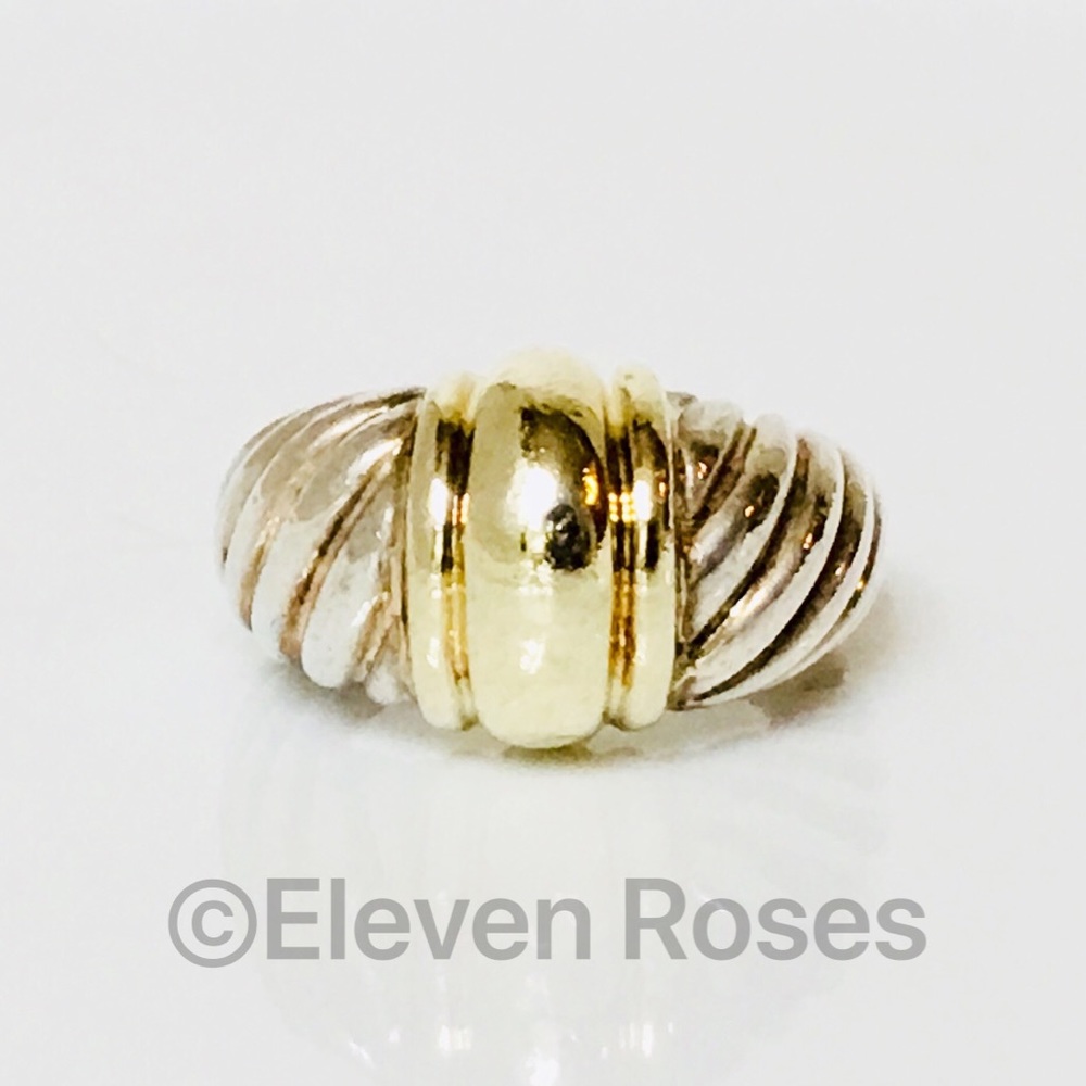 David Yurman Sterling & 14k Gold Cable Dome Ring - Picture 2 of 8